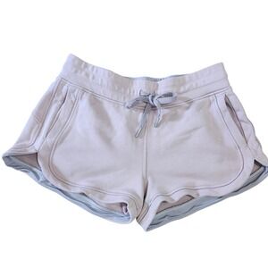 Lululemon Hit Reset Shorts Women Size 10 Blush Terry Cotton Drawstring Workout